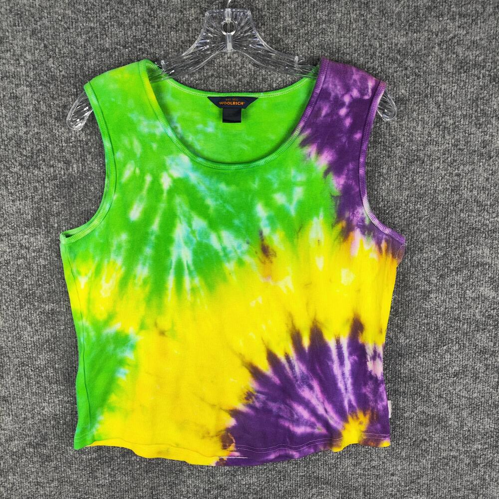 Woolrich Tank Top Womens XL Multicolor Tie Dye Ribbed Scoop Neck Festival
